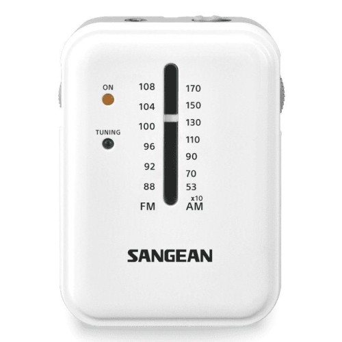 Sangean sr-32 blanco radio de bolsillo fm/am altavoz integrado jack y correa