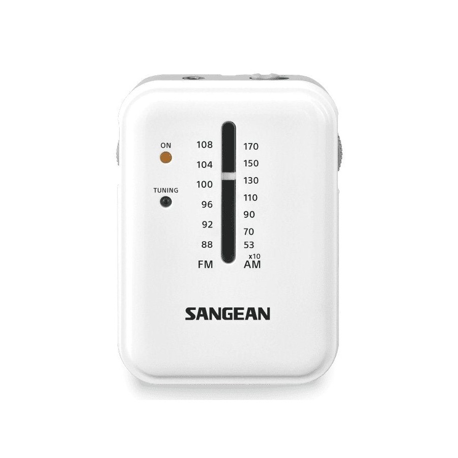 Sangean sr-32 blanco radio de bolsillo fm/am altavoz integrado jack y correa