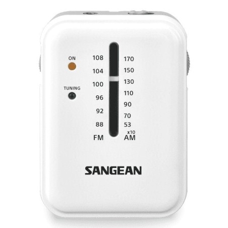Sangean sr-32 blanco radio de bolsillo fm/am altavoz integrado jack y correa