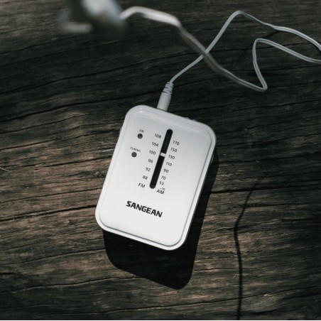 Sangean sr-32 blanco radio de bolsillo fm/am altavoz integrado jack y correa