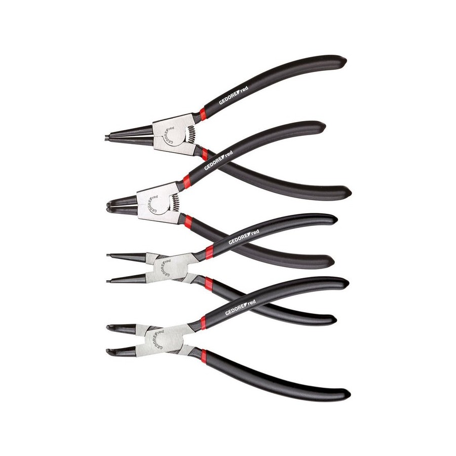 Gedore kit de alicates para circlip, recto y acodado, 4 piezas