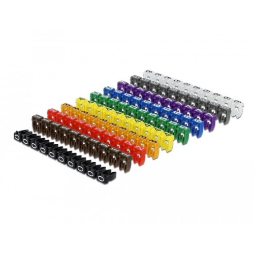 Delock 18304 clips marcadores de cable 0-9 colores 100 piezas, clip de cable