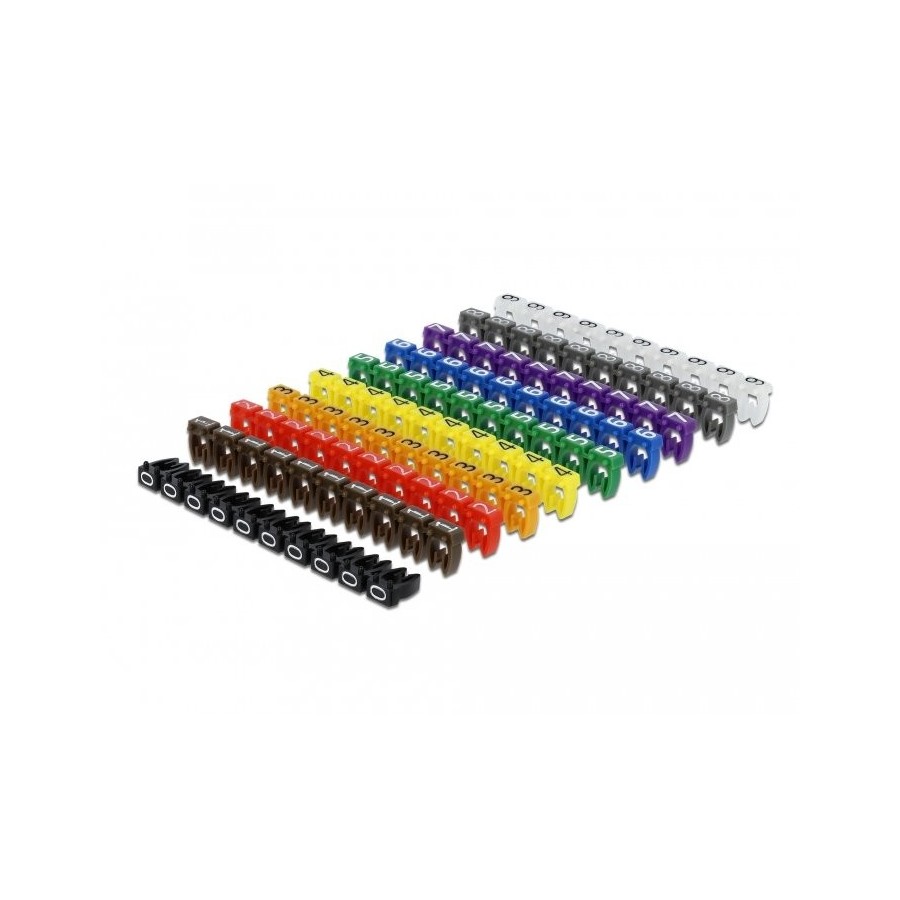 Delock 18304 clips marcadores de cable 0-9 colores 100 piezas, clip de cable