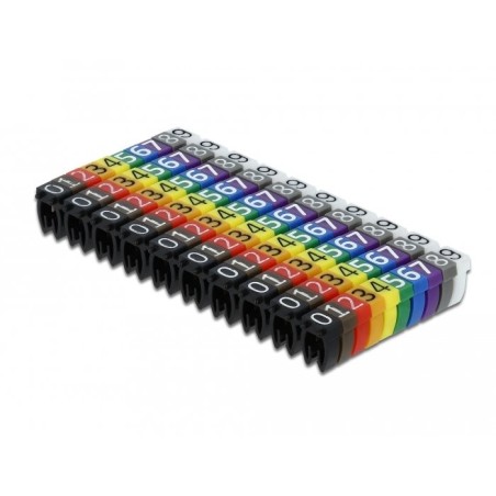 Delock 18304 clips marcadores de cable 0-9 colores 100 piezas, clip de cable