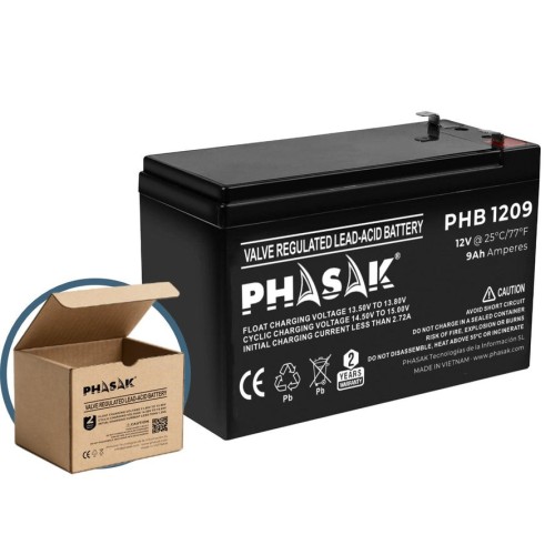 Batería phasak phb 1209 compatible con sai ups phasak según especificaciones