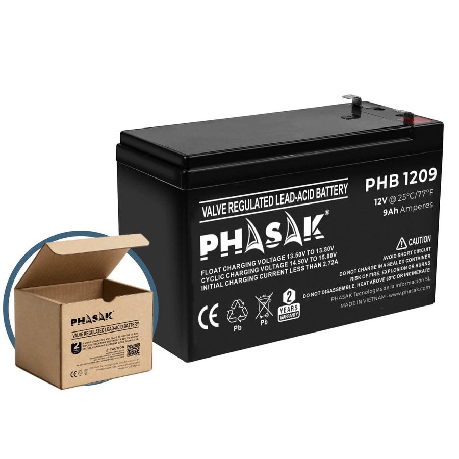 Batería phasak phb 1209 compatible con sai ups phasak según especificaciones