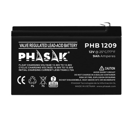 Batería phasak phb 1209 compatible con sai ups phasak según especificaciones