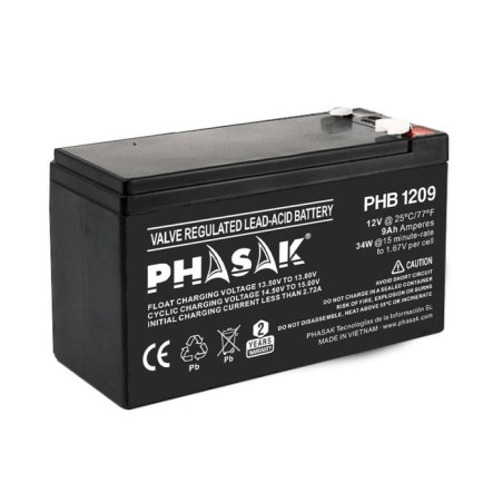 Batería phasak phb 1209 compatible con sai ups phasak según especificaciones