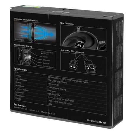 Caja ventilador bionix p140 gris arctic  arctic ventilador caja bionix p140 gris pwm 140mm (acfan00159a)