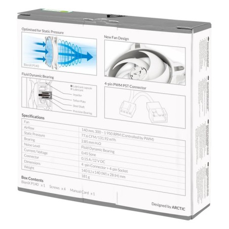 Caja ventilador bionix p140 gris/blanco arctic  arctic ventilador caja bionix p140 gris/blanco pwm 140mm (acfan00160a)