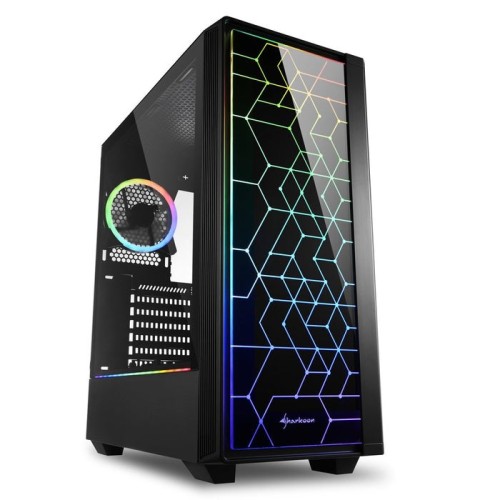 Caja gaming sharkoon lit 100 atx 2xusb3.0 rgb sin fuente negro