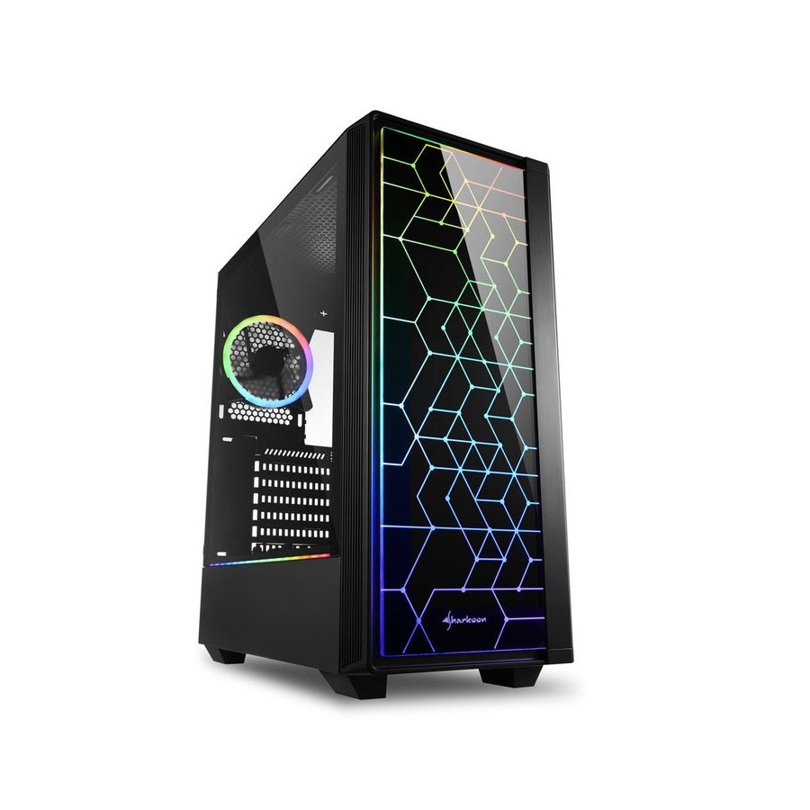 Caja gaming sharkoon lit 100 atx 2xusb3.0 rgb sin fuente negro