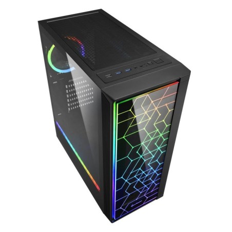 Caja gaming sharkoon lit 100 atx 2xusb3.0 rgb sin fuente negro