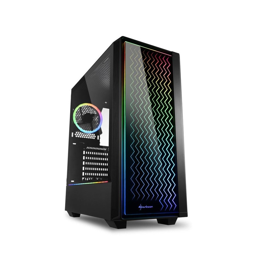 Caja gaming sharkoon lit 200 atx 2xusb3.0 rgb sin fuente negro