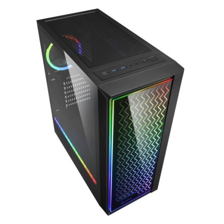 Caja gaming sharkoon lit 200 atx 2xusb3.0 rgb sin fuente negro