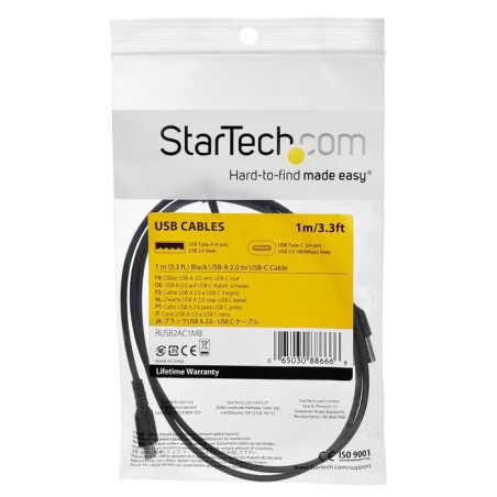 Startech.com cable de 1m usb-c - negro, 1 m, usb c, usb c, 2.0, 480 mbit/s, negro