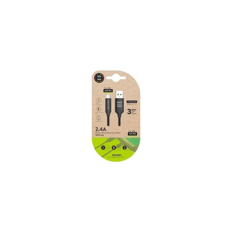Cable usb 2.0 tech one tech tec2001 usb macho microusb macho 1m negro
