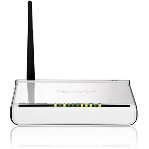 Router modem adsl2+ inalambrico tenda w150d 802.11b/g/n 150mbps 1 antena 5dbi 1xrj11 4xrj45 10/100