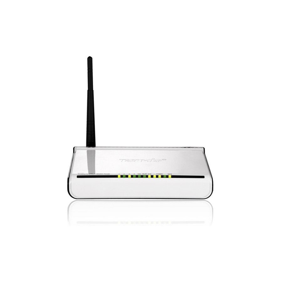 Router modem adsl2+ inalambrico tenda w150d 802.11b/g/n 150mbps 1 antena 5dbi 1xrj11 4xrj45 10/100