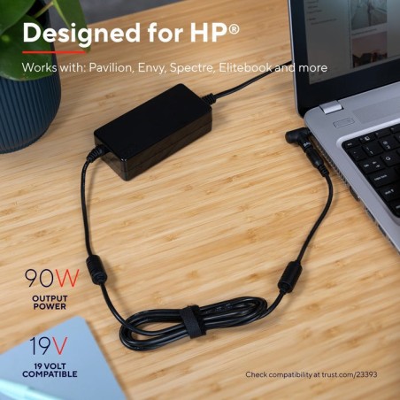 Cargador de portátil trust maxo para hp 90w automático 4 conectores voltaje 18-20v