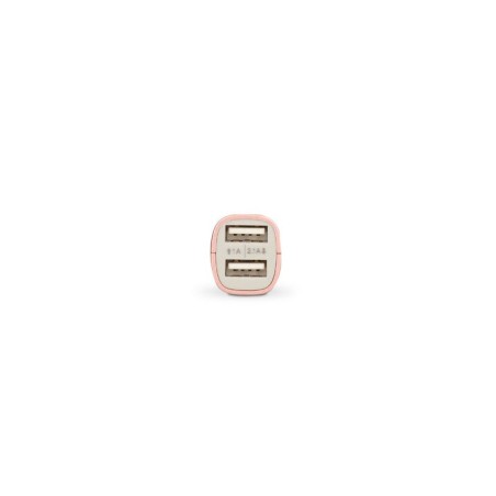 Ksix cargador de coche metalizado 2x usb 2.1a + cable micro-usb rosa dorado