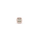 Ksix cargador de coche metalizado 2x usb 2.1a + cable micro-usb rosa dorado