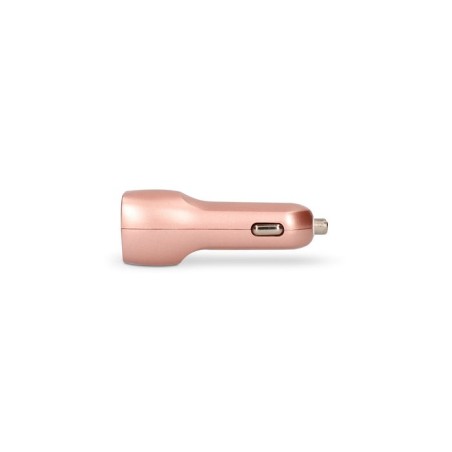 Ksix cargador de coche metalizado 2x usb 2.1a + cable micro-usb rosa dorado