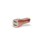 Ksix cargador de coche metalizado 2x usb 2.1a + cable micro-usb rosa dorado