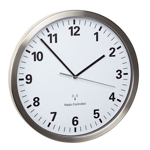 Tfa dostmann reloj de pared controlado por radio con marco de acero inoxidable blanco (l) 305 x (b) 43 x (h) 305 mm