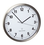 Tfa dostmann reloj de pared controlado por radio con marco de acero inoxidable blanco (l) 305 x (b) 43 x (h) 305 mm