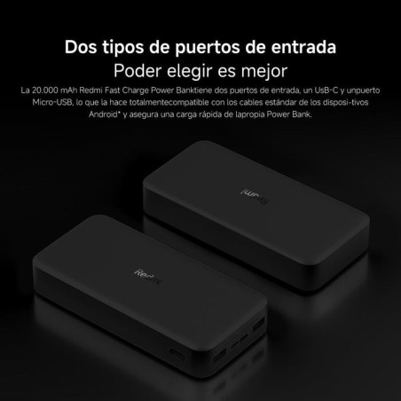 Powerbank 20000mah xiaomi redmi fast charge negra