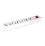 Equip regleta con 5 tomas cable de red de 1.5 metros  + 2 puertos usb y boton de apagado encendido