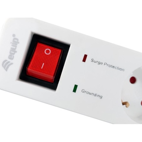 Equip regleta con 5 tomas cable de red de 1.5 metros  + 2 puertos usb y boton de apagado encendido