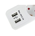 Equip regleta con 5 tomas cable de red de 1.5 metros  + 2 puertos usb y boton de apagado encendido