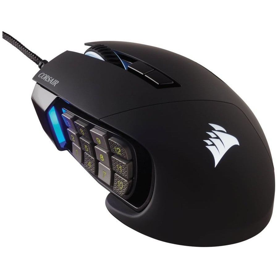 Raton corsair usb gaming scimitar elite rgb optico 16k dpi moba mmo negro