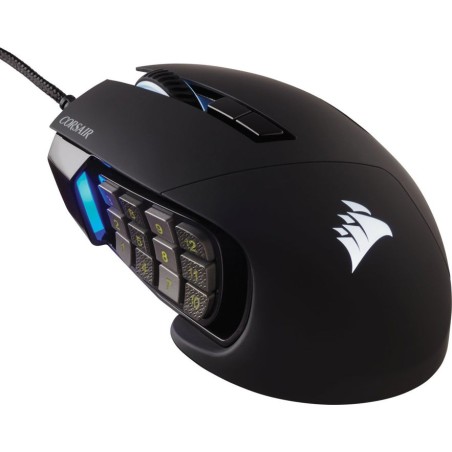 Raton corsair usb gaming scimitar elite rgb optico 16k dpi moba mmo negro