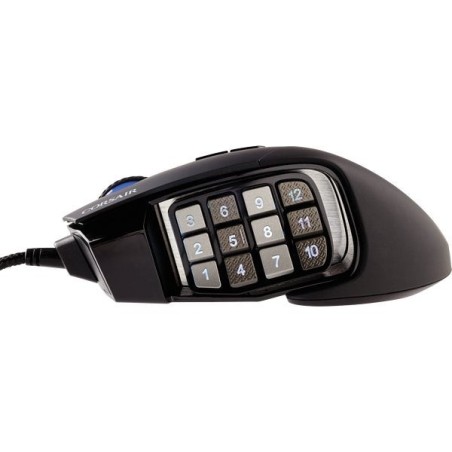Raton corsair usb gaming scimitar elite rgb optico 16k dpi moba mmo negro