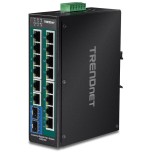 Interruptor industrial trendnet 16port gbit poe + carril din metálico