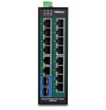 Interruptor industrial trendnet 16port gbit poe + carril din metálico