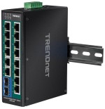 Interruptor industrial trendnet 16port gbit poe + carril din metálico
