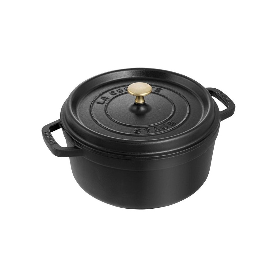 Staub round cocotte, hierro fundido de 26 cm, negro