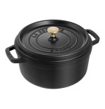 Staub round cocotte, hierro fundido de 26 cm, negro