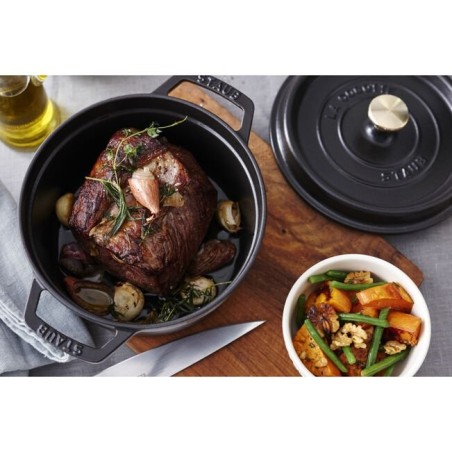 Staub round cocotte, hierro fundido de 26 cm, negro