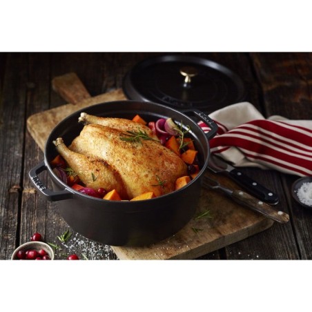 Staub round cocotte, hierro fundido de 26 cm, negro