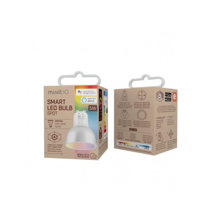 Bombilla inteligente muvit io miobulb014 wifi 5w gu10 400lm luz multicolor compatible asistentes de voz google / alexa