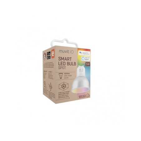 Bombilla inteligente muvit io miobulb014 wifi 5w gu10 400lm luz multicolor compatible asistentes de voz google / alexa
