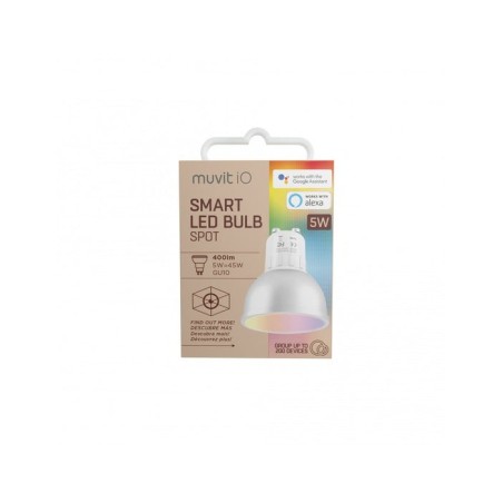 Bombilla inteligente muvit io miobulb014 wifi 5w gu10 400lm luz multicolor compatible asistentes de voz google / alexa
