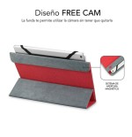 Funda universal subblim freecam para tablet hasta 10.1'/25.6cm red interior aterciopelado trasera plegable para usar cámara