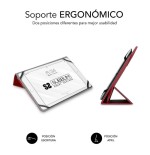 Funda universal subblim freecam para tablet hasta 10.1'/25.6cm red interior aterciopelado trasera plegable para usar cámara