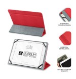 Funda universal subblim freecam para tablet hasta 10.1'/25.6cm red interior aterciopelado trasera plegable para usar cámara